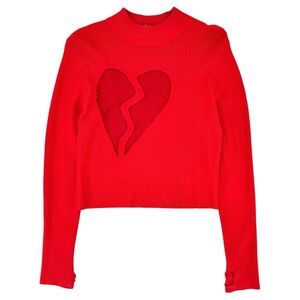 Fecal Matter Red Broken Heart Crewneck Ribbed Knit Sweater sz M
